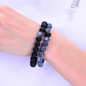 2Pcs/Set Natural Stone Charm Couple Bracelets