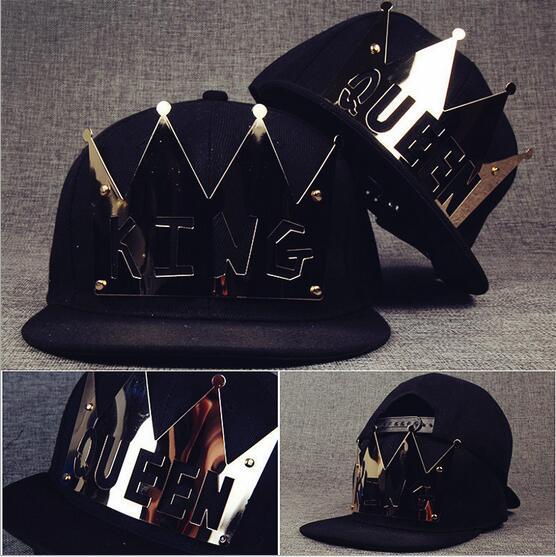 Bling King Queen Couple Caps