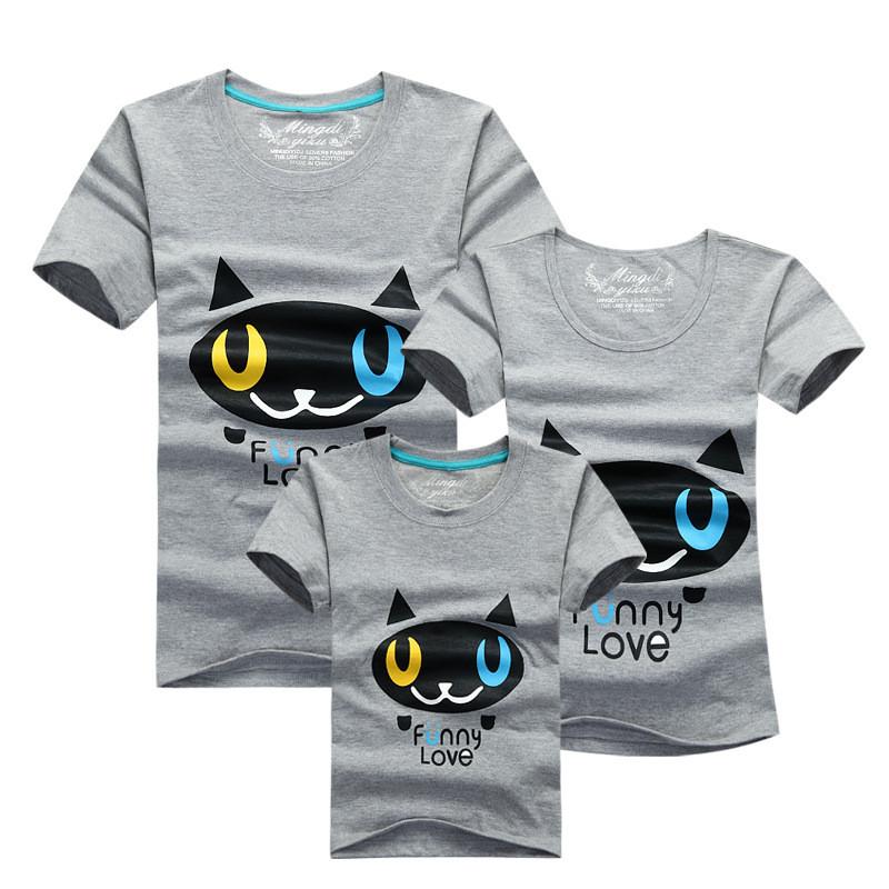 Family Shirt Matching Clothes Summer Short Sleeves Family Cartoon Outfits