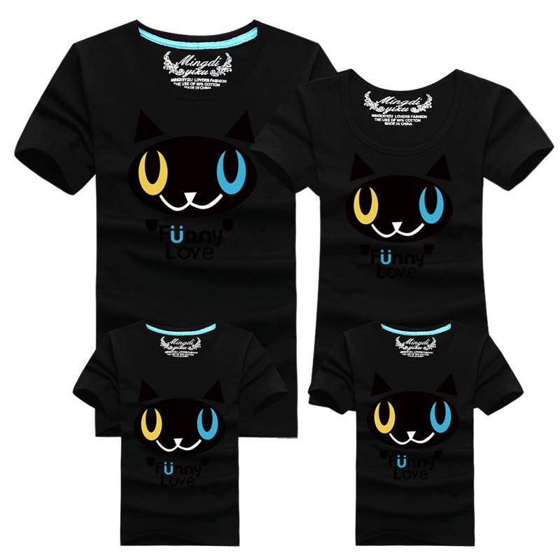 Family Shirt Matching Clothes Summer Short Sleeves Family Cartoon Outfits