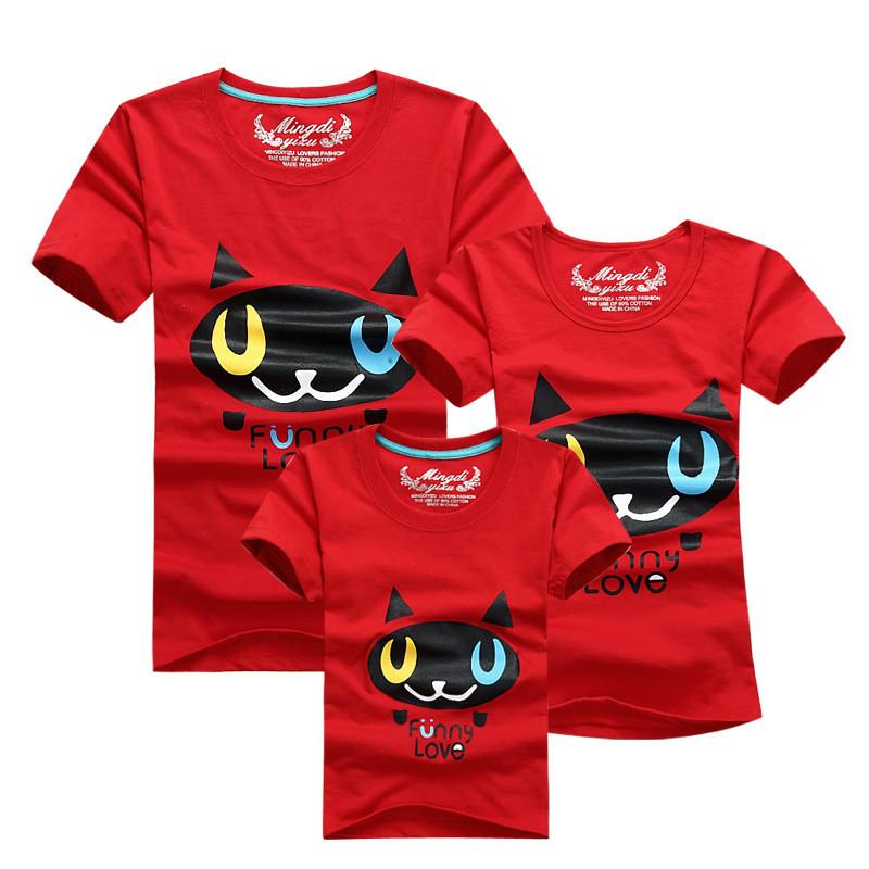 Family Shirt Matching Clothes Summer Short Sleeves Family Cartoon Outfits