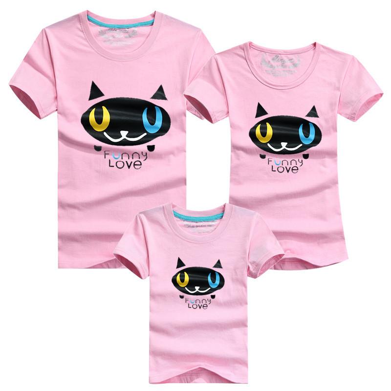 Family Shirt Matching Clothes Summer Short Sleeves Family Cartoon Outfits
