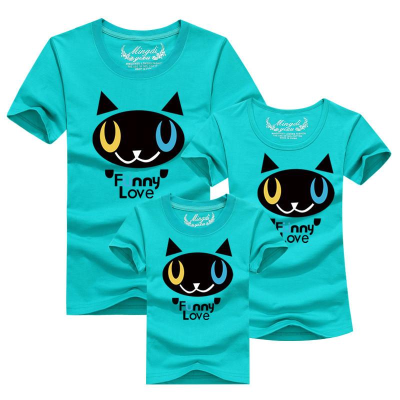 Family Shirt Matching Clothes Summer Short Sleeves Family Cartoon Outfits