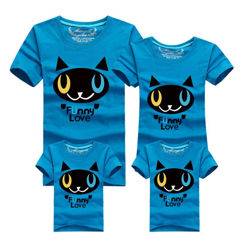 Family Shirt Matching Clothes Summer Short Sleeves Family Cartoon Outfits