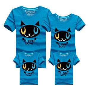 Family Shirt Matching Clothes Summer Short Sleeves Family Cartoon Outfits