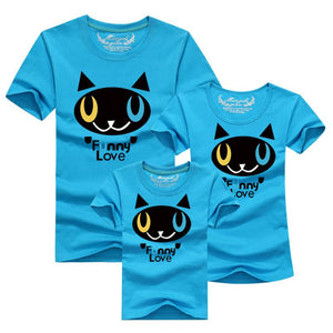 Family Shirt Matching Clothes Summer Short Sleeves Family Cartoon Outfits