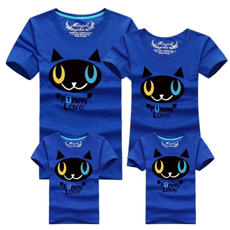 Family Shirt Matching Clothes Summer Short Sleeves Family Cartoon Outfits