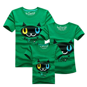 Family Shirt Matching Clothes Summer Short Sleeves Family Cartoon Outfits