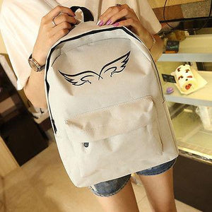 Vintage Unisex Couple WING Canvas Backpack Rucksack College Shoulder School Bag