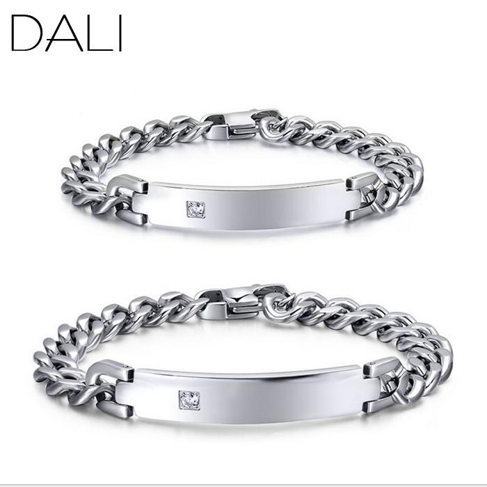 Couple Bracelet Titanium Steel Luxury Austrian Zircon