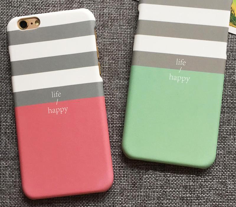 Life Happy Stripe Couple Phone Cases