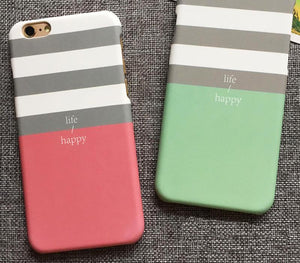 Life Happy Stripe Couple Phone Cases