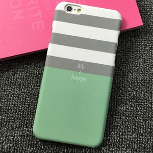 Life Happy Stripe Couple Phone Cases
