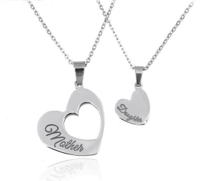 Mother and Daughter Double Heart Couple Necklace