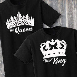 White Crown His Queen Her King Couple Shirt