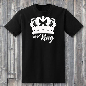 White Crown His Queen Her King Couple Shirt