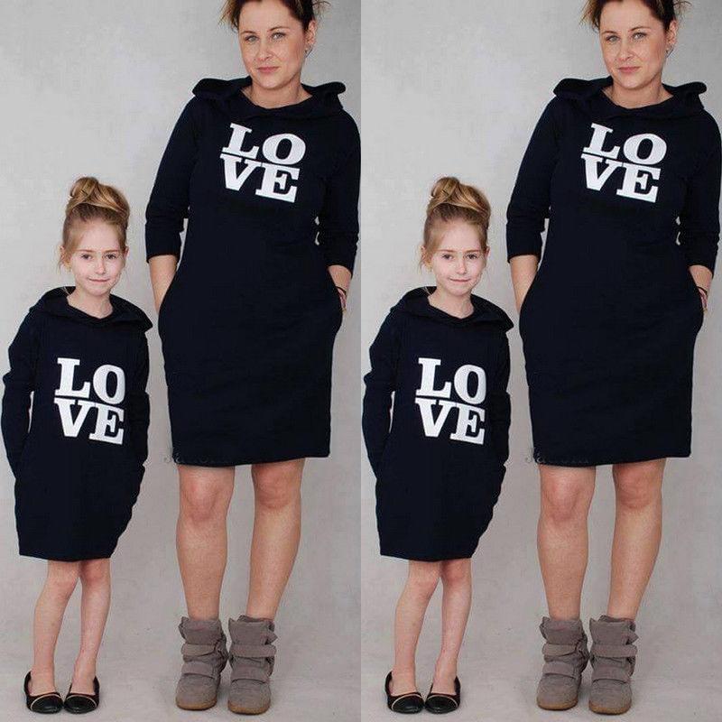 LOVE Hoodie Dress Family Matching Outfits
