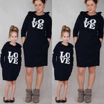 LOVE Hoodie Dress Family Matching Outfits