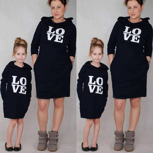 LOVE Hoodie Dress Family Matching Outfits
