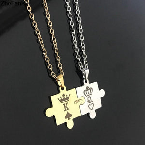 King and Queen Puzzle Couple Necklace