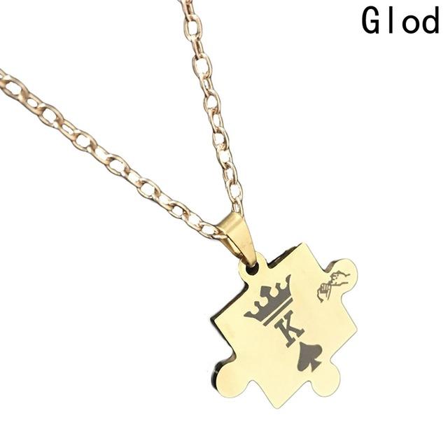 King and Queen Puzzle Couple Necklace