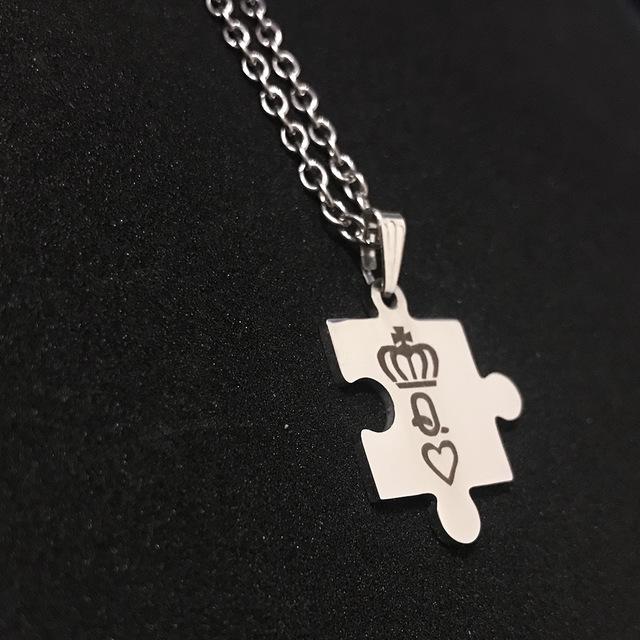 King and Queen Puzzle Couple Necklace
