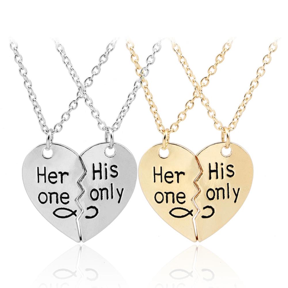 Infinity Her His One Only Heart Couple Necklace