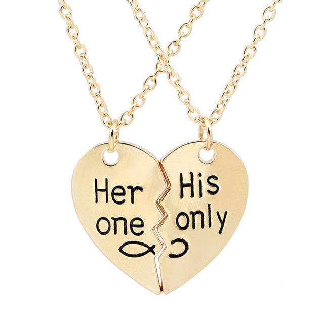 Infinity Her His One Only Heart Couple Necklace