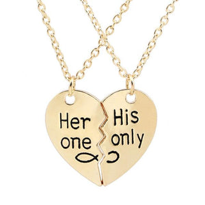 Infinity Her His One Only Heart Couple Necklace