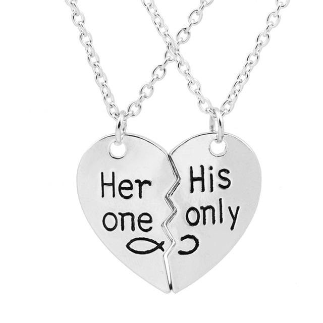 Infinity Her His One Only Heart Couple Necklace