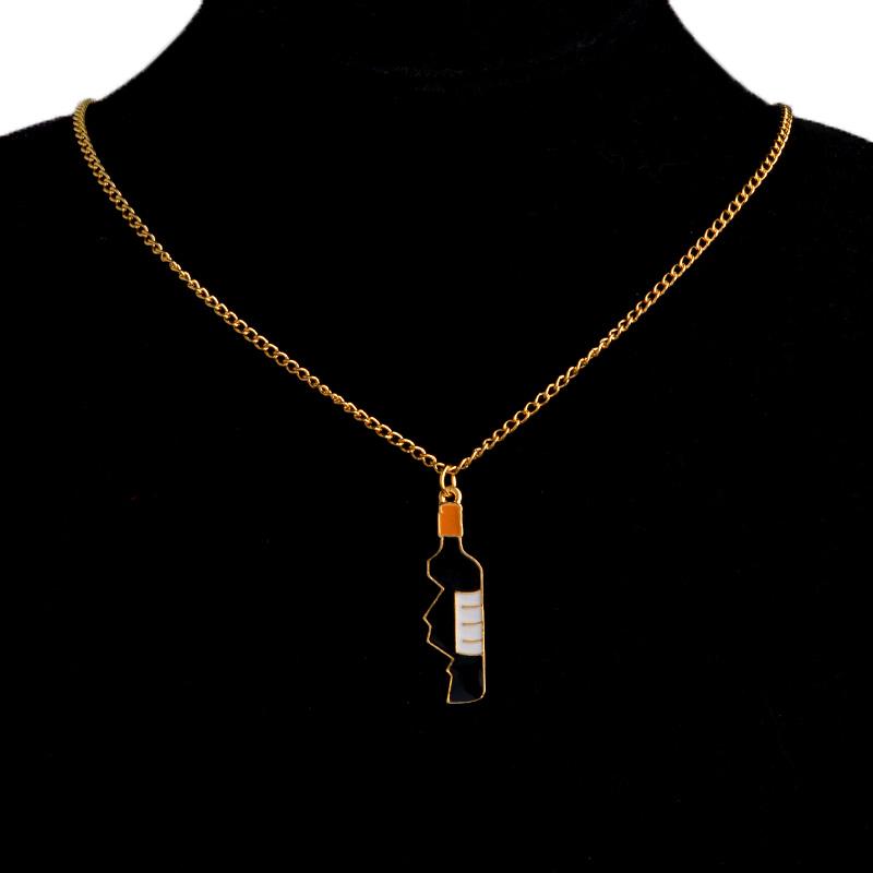 Heart and Wine Bottle Couple Necklace