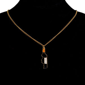Heart and Wine Bottle Couple Necklace