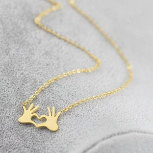 Hand Heart Finger Love Couples Necklace