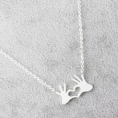 Hand Heart Finger Love Couples Necklace
