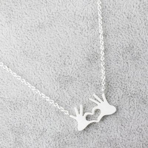 Hand Heart Finger Love Couples Necklace