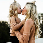 Off Shoulder Knitted Mom and Daughter Family Matching Clothes