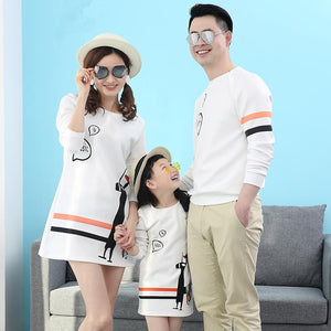Long Sleeves White Black Orange Line Patter Couple Shirt
