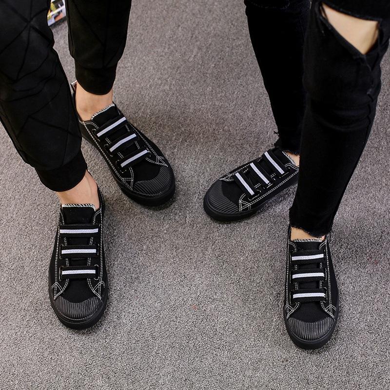 Black Sole Canvas Couple Shoes