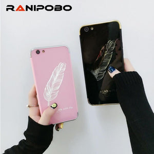 Black Pink Feather Couple Phone Case