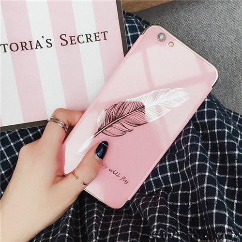 Black Pink Feather Couple Phone Case