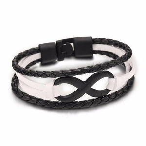 Black Leather Infinity Couple Charm Bracelet