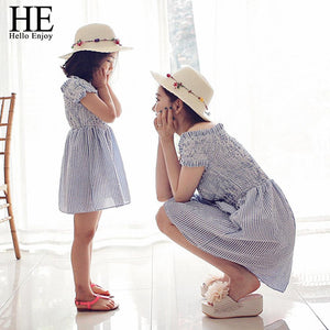 HE Hello Enjoy mother daughter dresses 2016 Family Matching Outfits striped dress family clothing mother and daughter clothes
