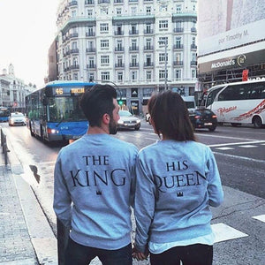 Grey King & Queen Couple Sweater