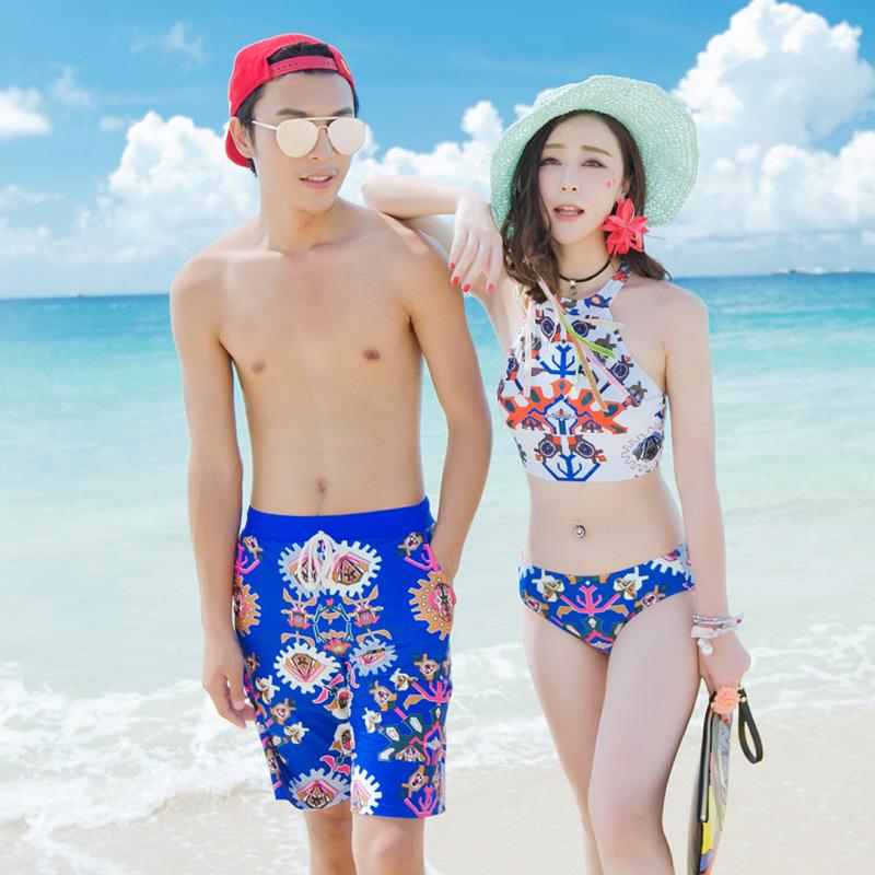 Blue Aztec Couples Swimwear