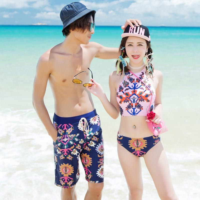 Blue Aztec Couples Swimwear