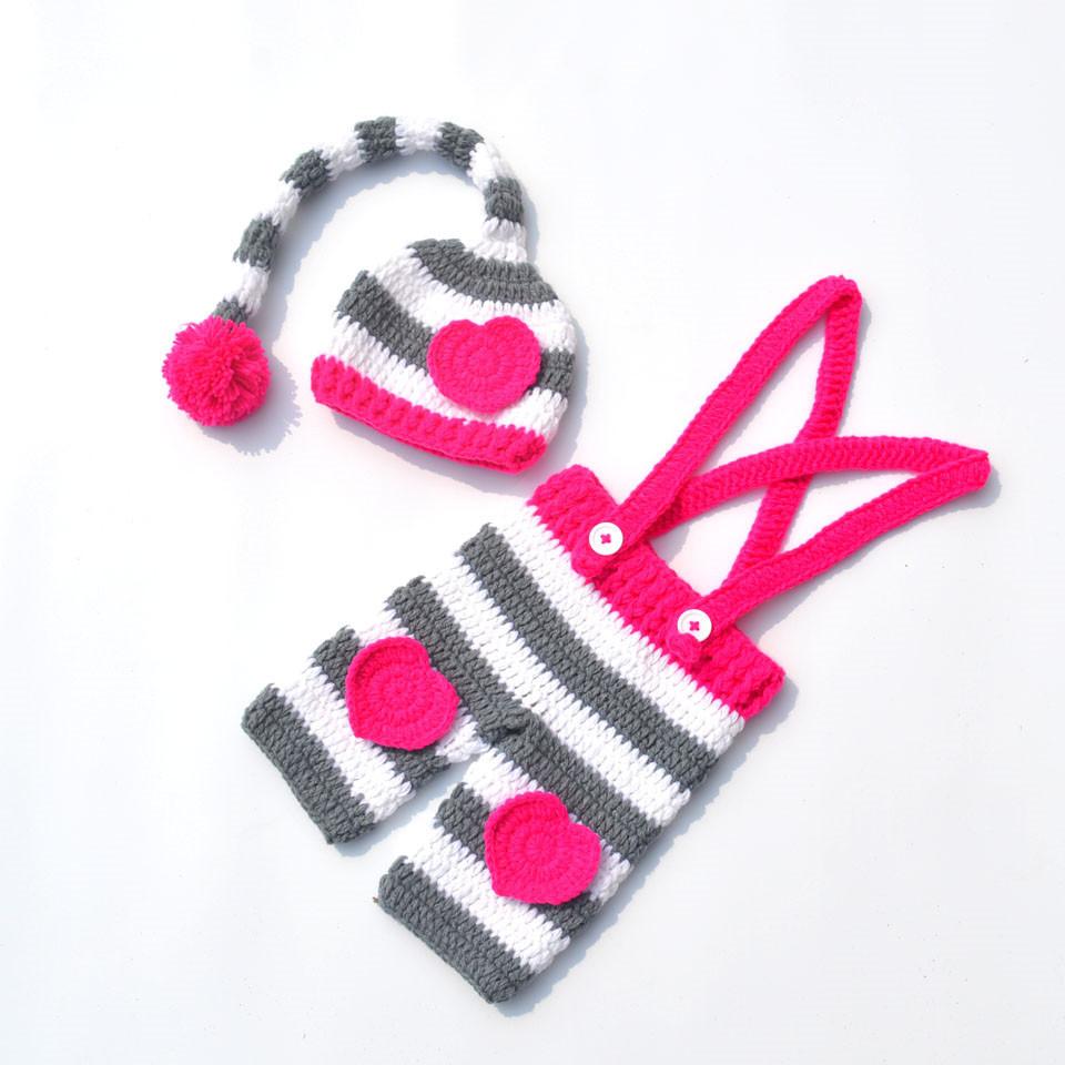 Twin Clothes Crochet Baby Hearted Hat & Pants Set Crochet Newborn Twins Clothing Set