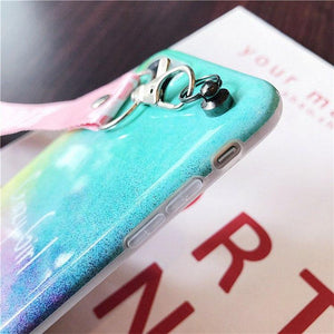 Pink Candy Phone Case For iPhone X 6 7 8 Plus with Shoulder belt