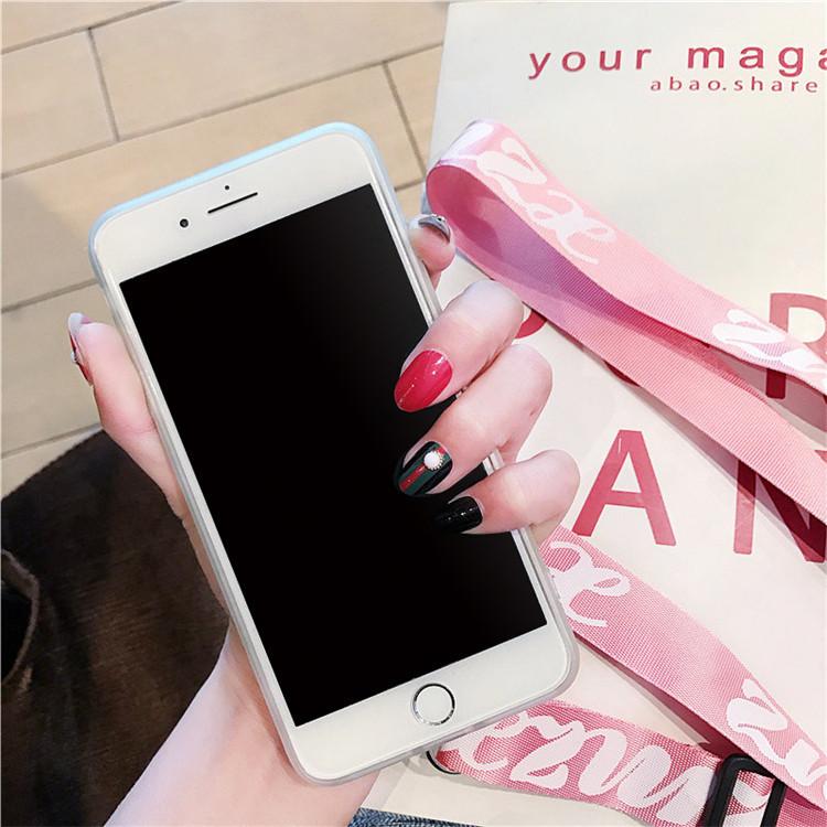 Pink Candy Phone Case For iPhone X 6 7 8 Plus with Shoulder belt