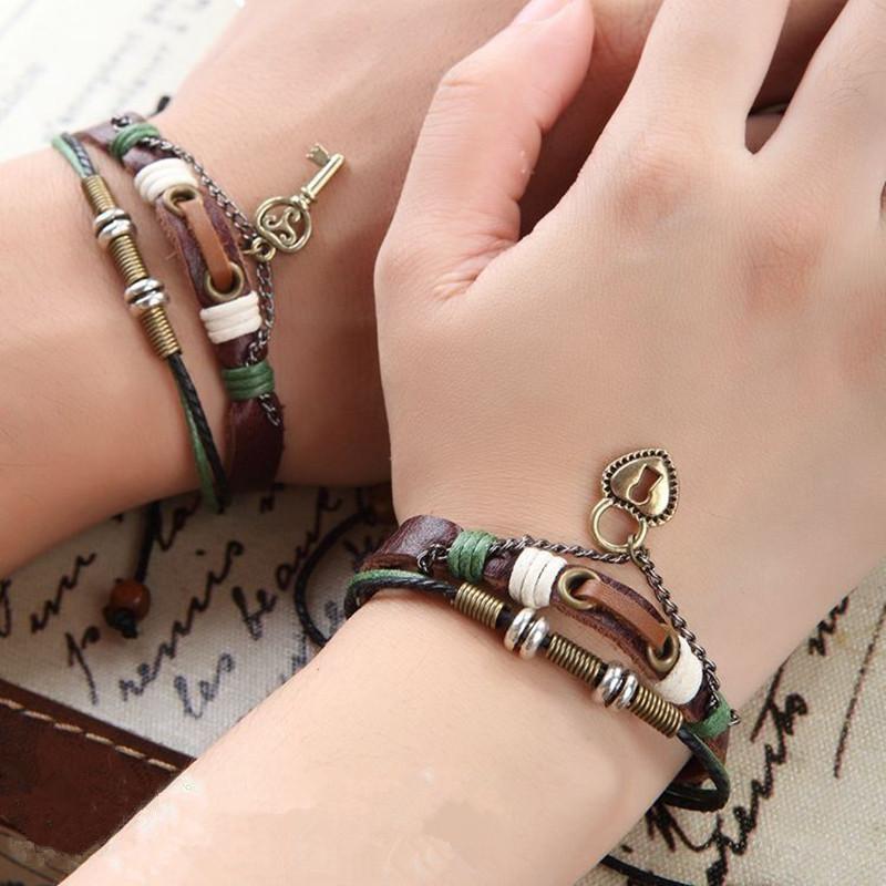 Amazon.com: Kiokioa Couple Bracelets Key and Lock Braided Bracelet His and  Hers Bracelets for Lover (Black): Clothing, Shoes & Jewelry