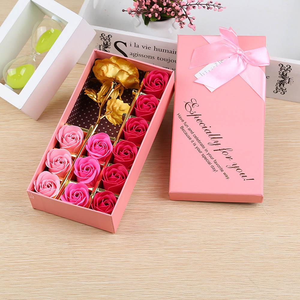 14pcs Rose Flower Soaps with Gold Rose